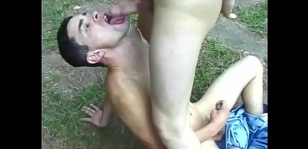  Cute Brazilian tranny Barbara Kysivics allows her slutty  boy to  savour  her massive tool in his button hole outdoors